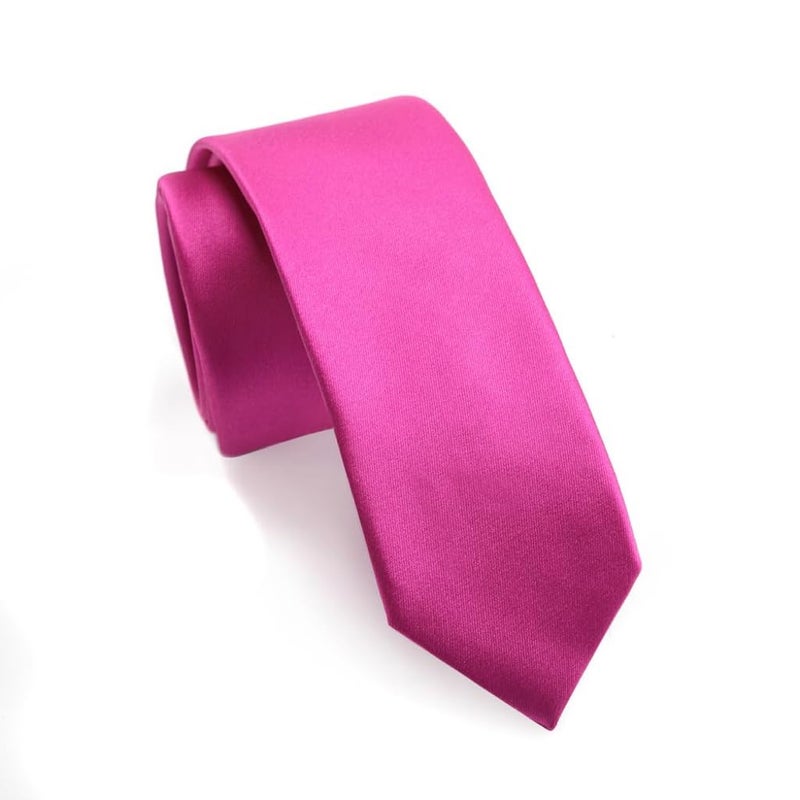 fortunatever Mens Solid Color Tie,Slim Necktie With Multiple Colors(Hot Pink, 2.36'' Width) - Image 1